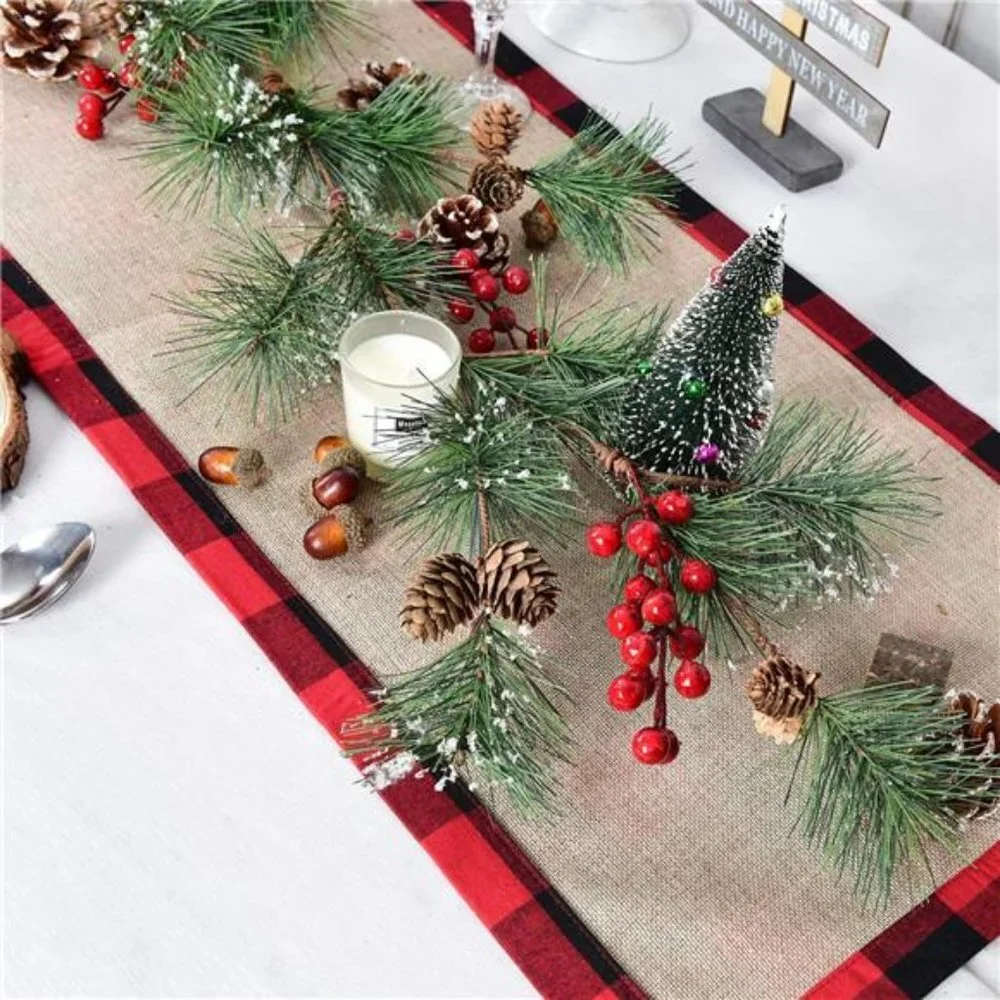 6 ft Christmas Pine Garland with Needles Berries Centerpiece Decoration